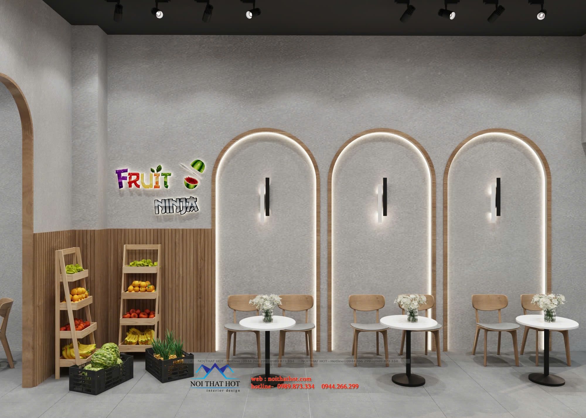 Thiết kế quán nước ép trái cây đẹp