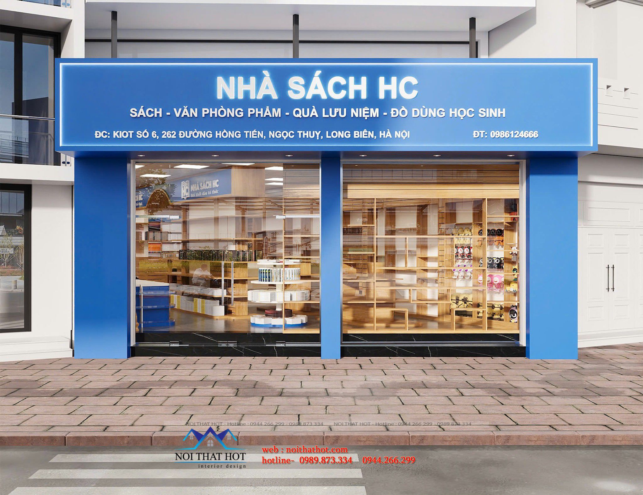 thiết kế mặt tiền nhà sách