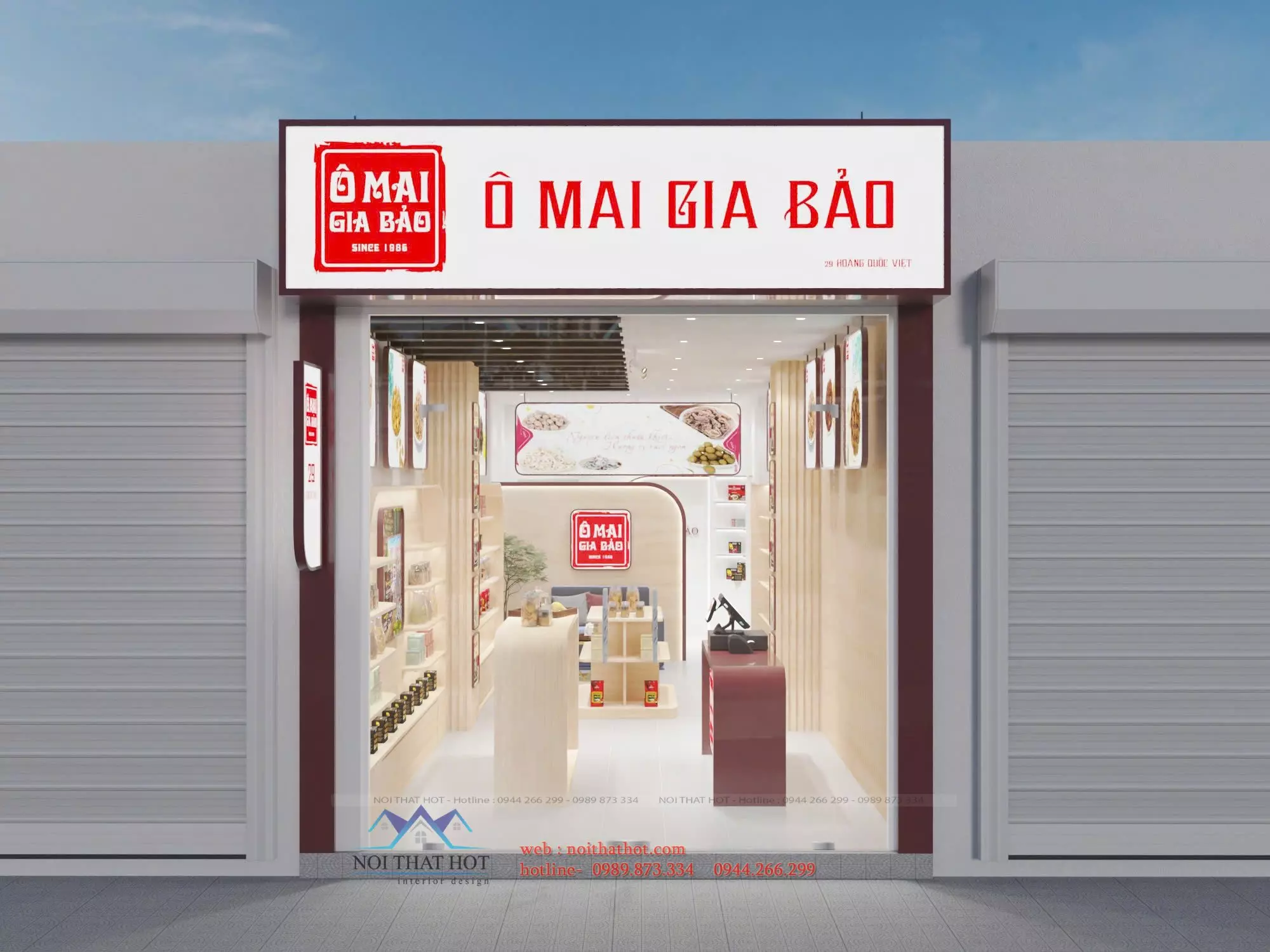 thiết kế mặt tiền tiệm ô mai