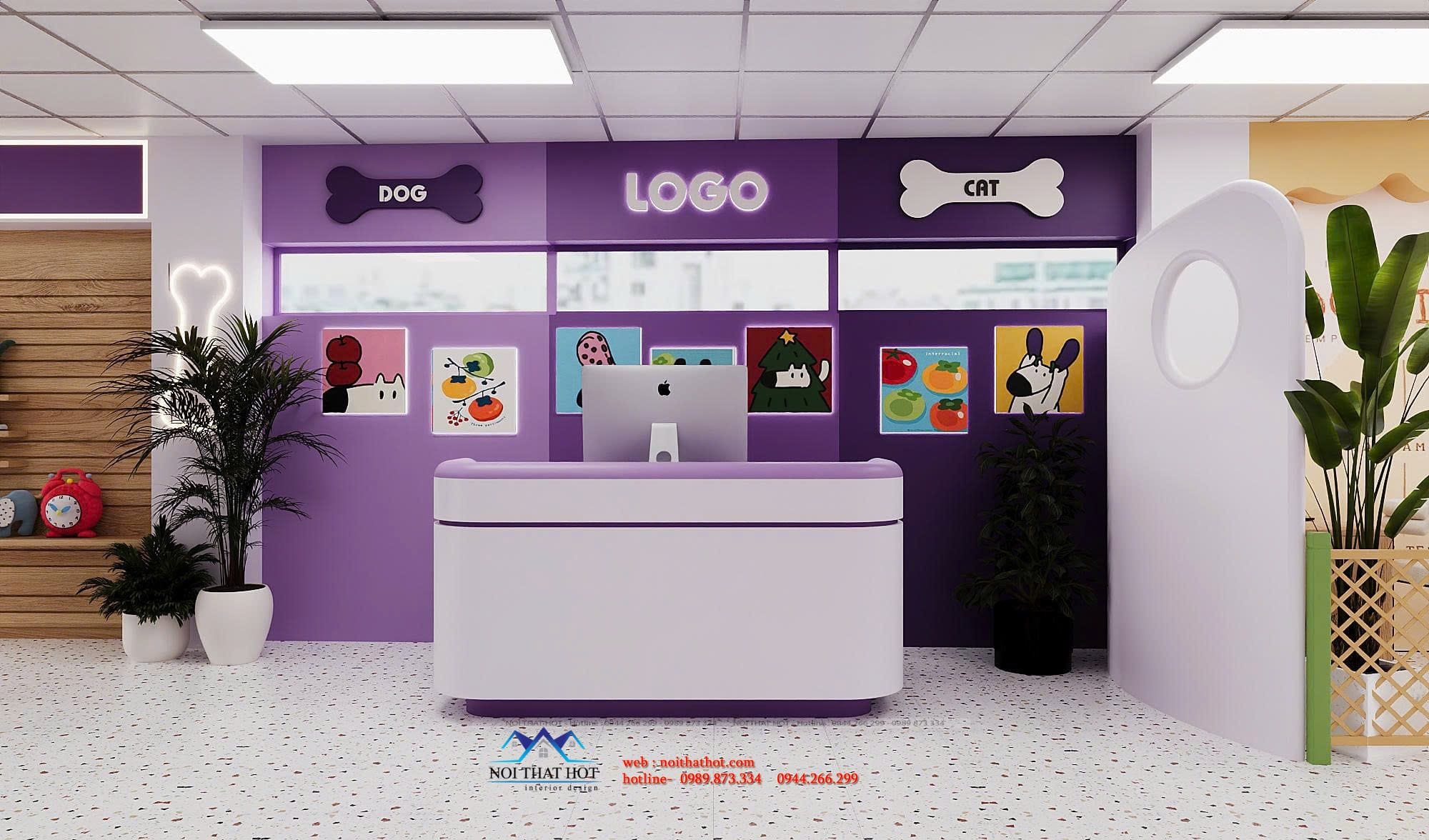 Quầy lễ tân kết hợp thu ngân