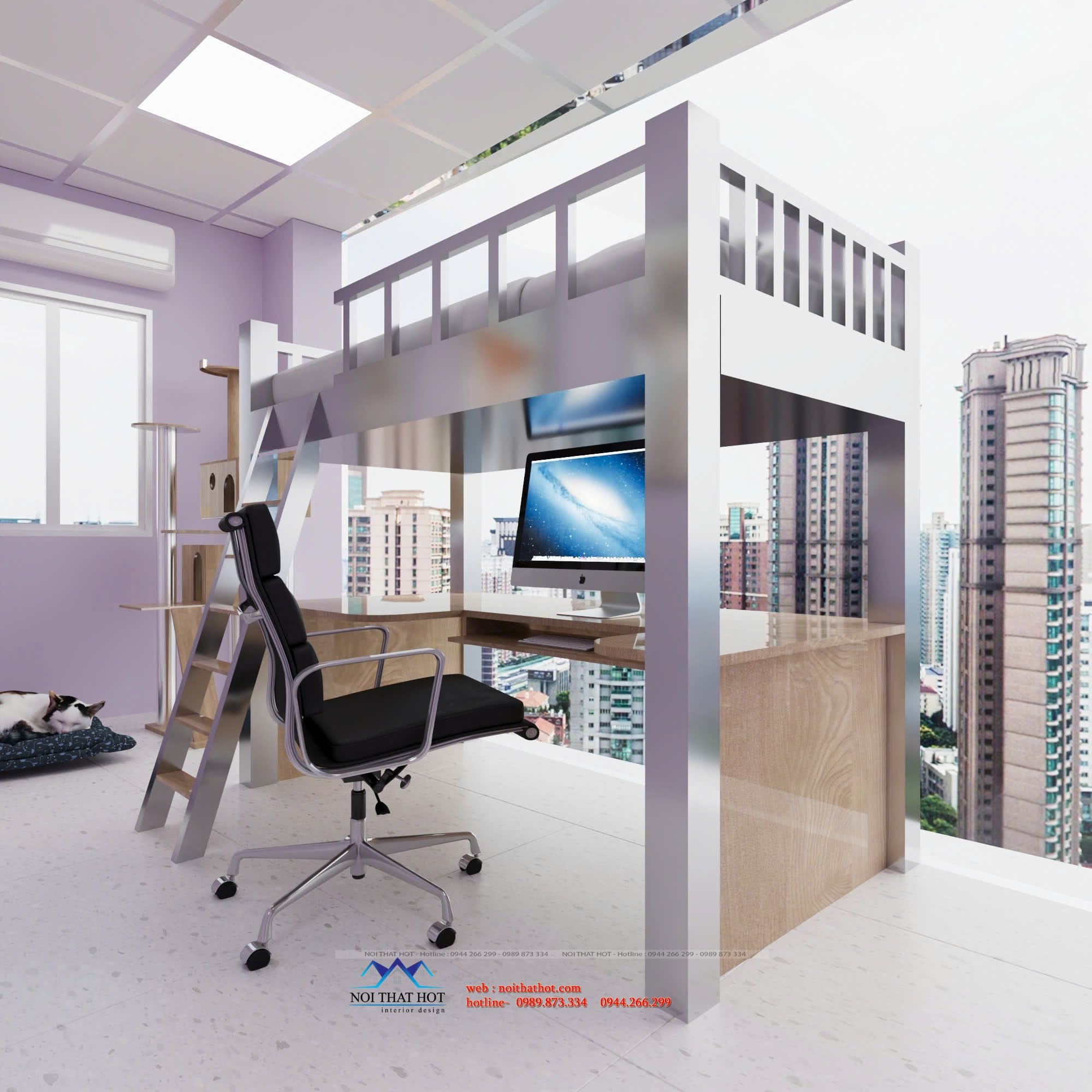 Giường tầng kết hợp bàn làm việc