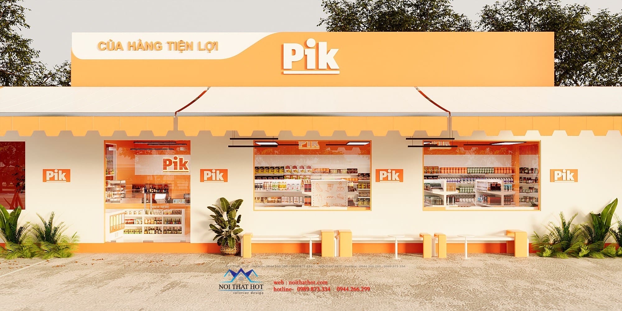 thiết kế mặt tiền cửa hàng tiện lợi