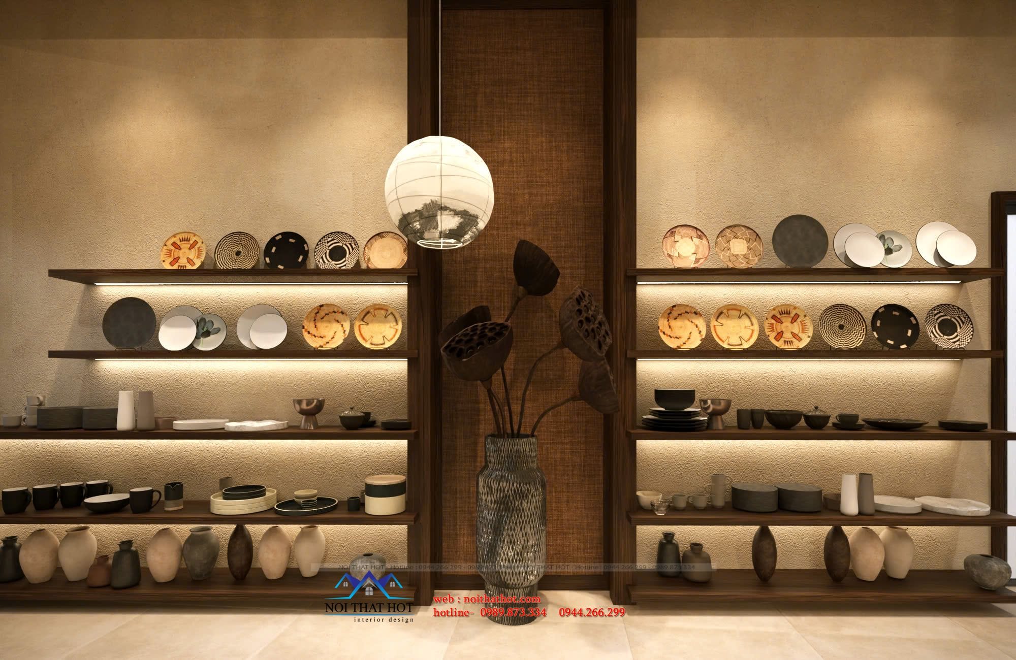 Kệ trưng bày đĩa gốm