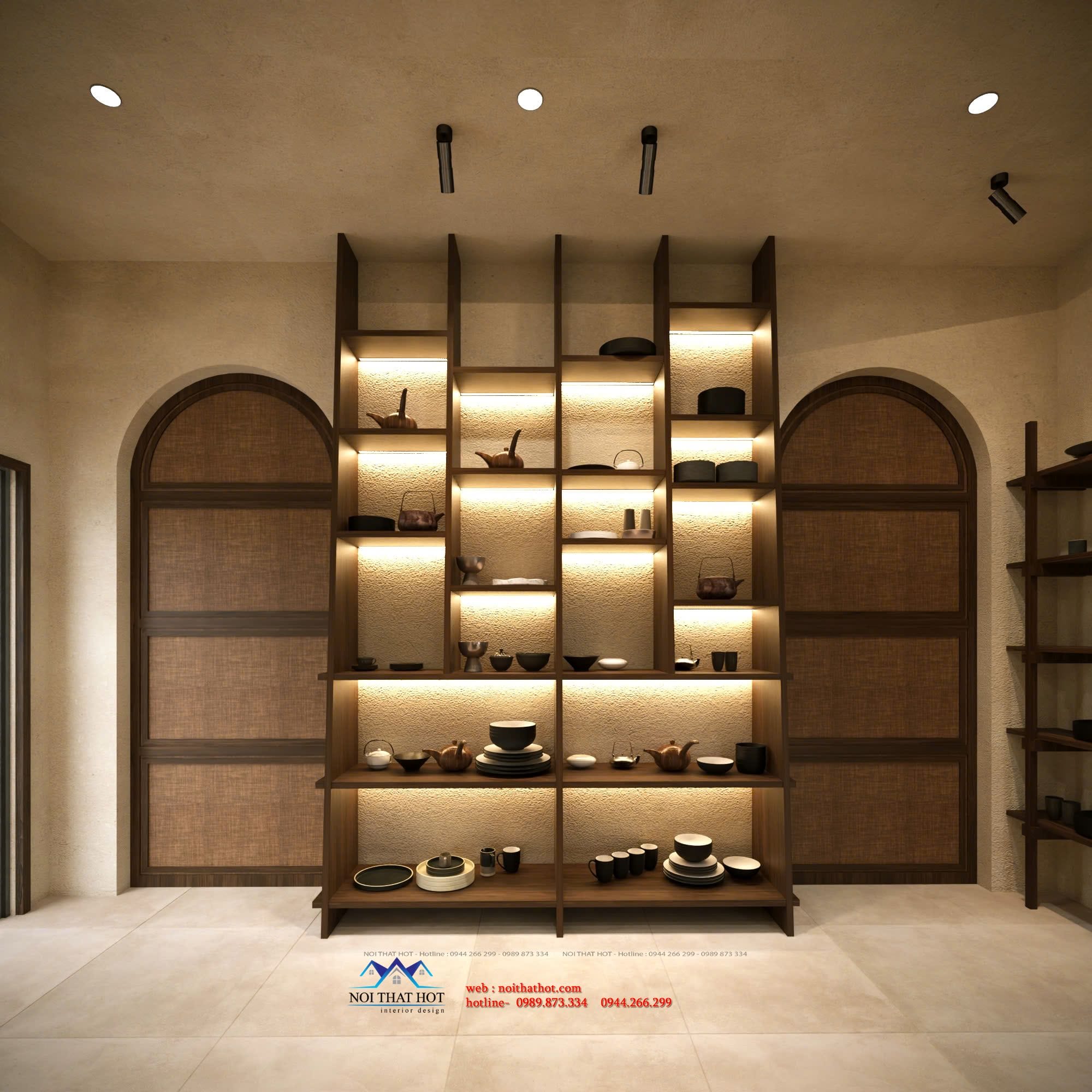 Kệ trưng bày gắn đèn