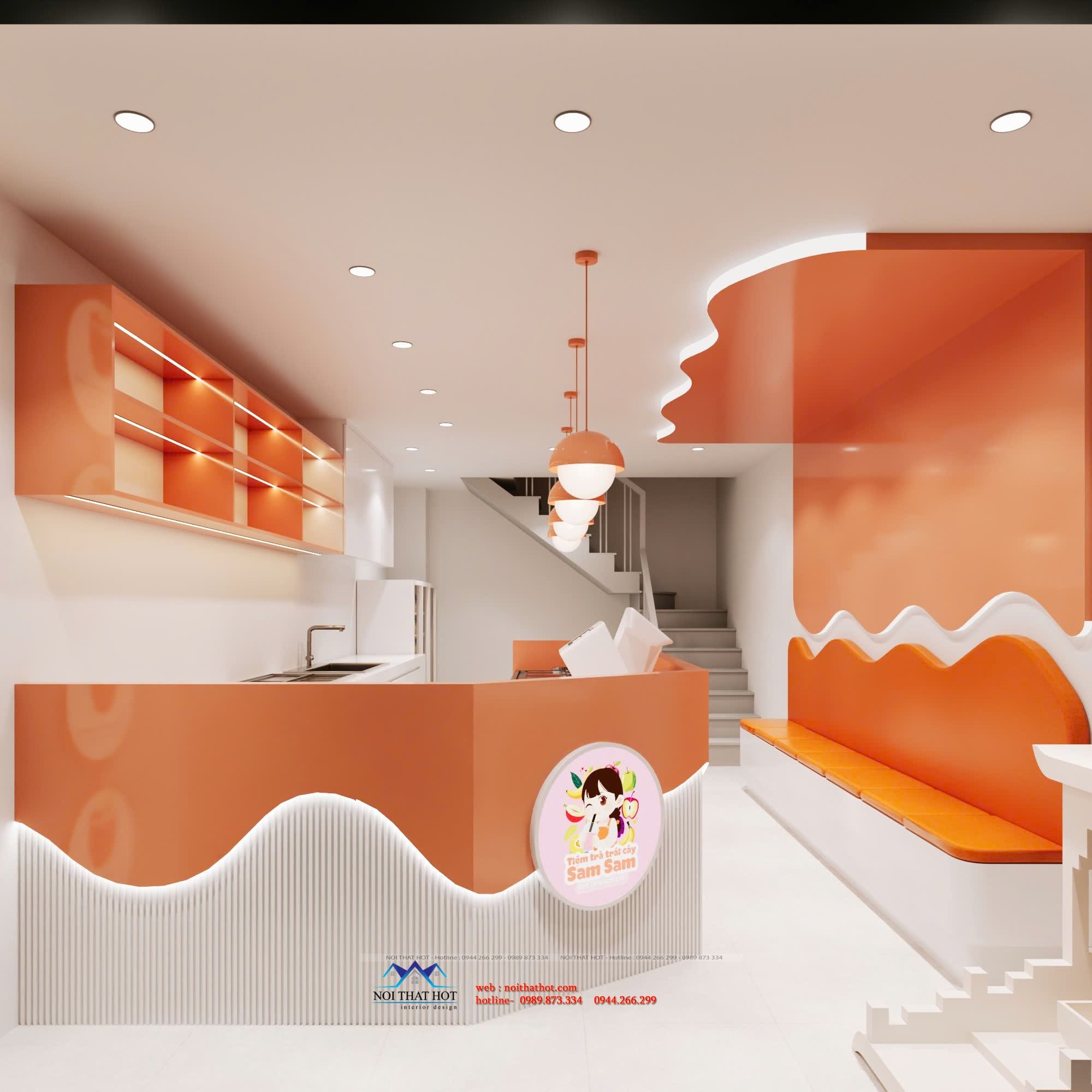 thiết kế quán trà sữa nhỏ