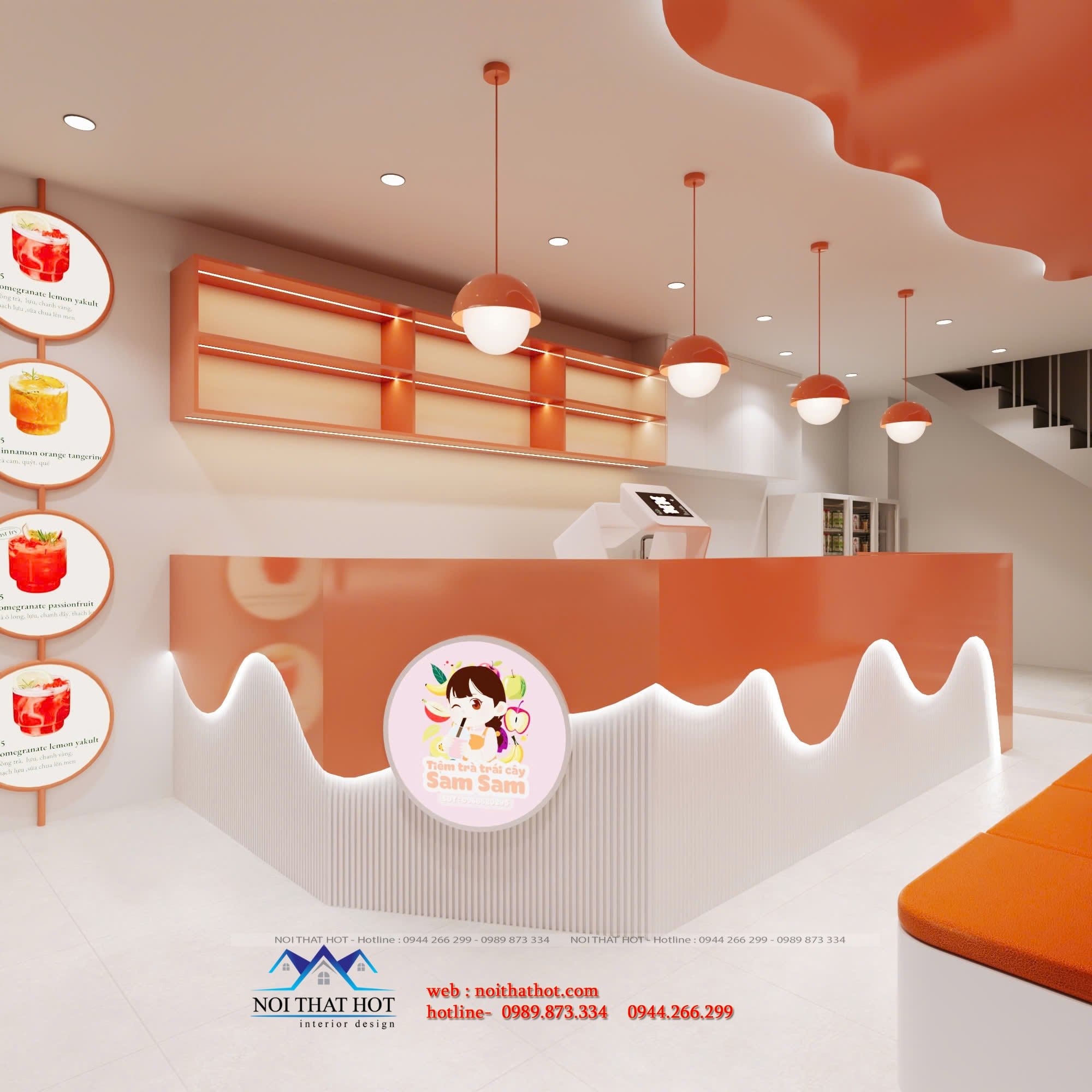 thiết kế quán trà sữa