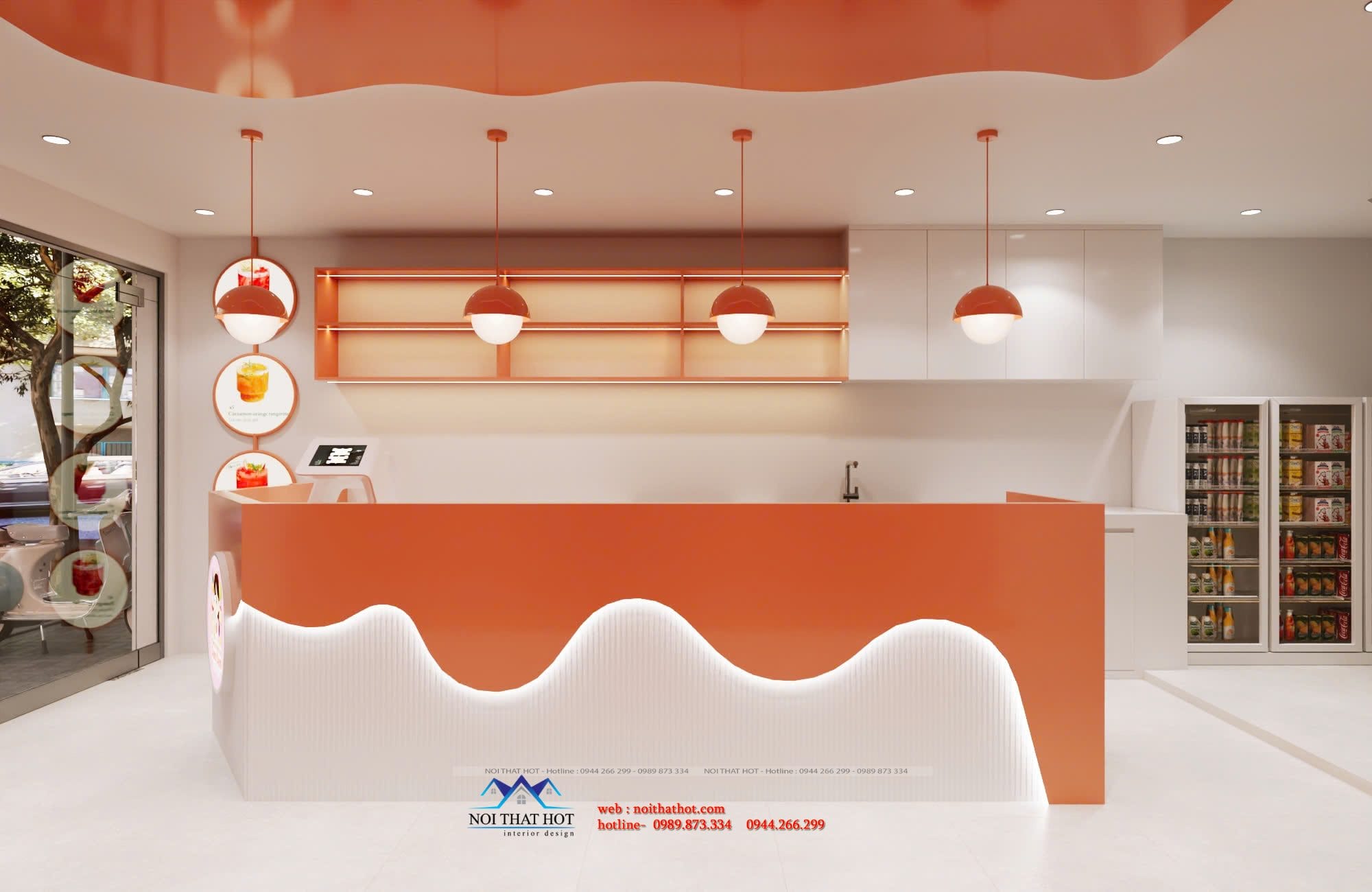 quầy thu ngân quán trà sữa