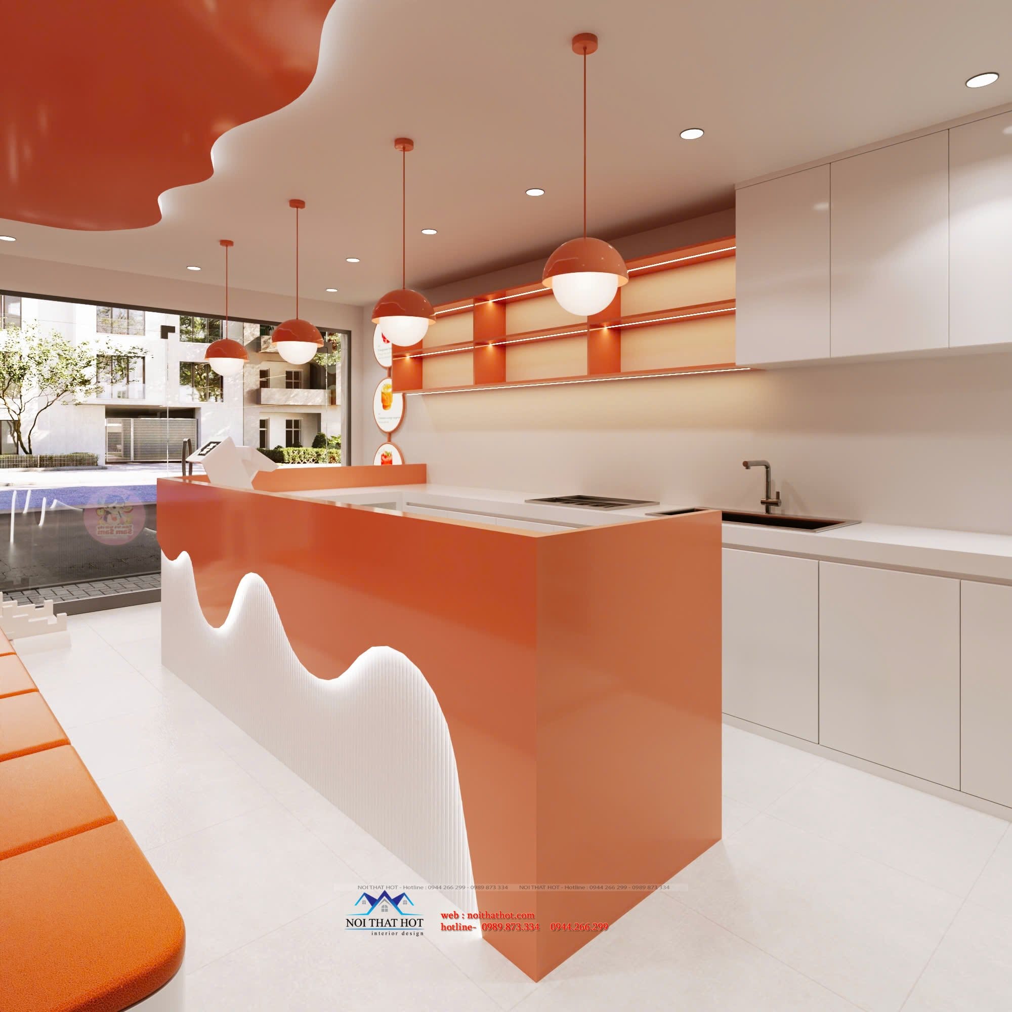 nội thất quán trà sữa