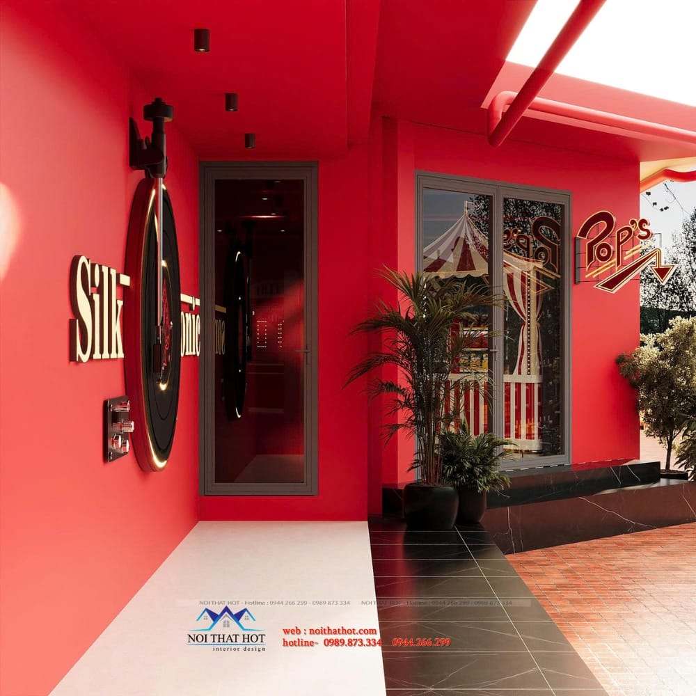 sử dụng màu dỏ cho mặt tiền