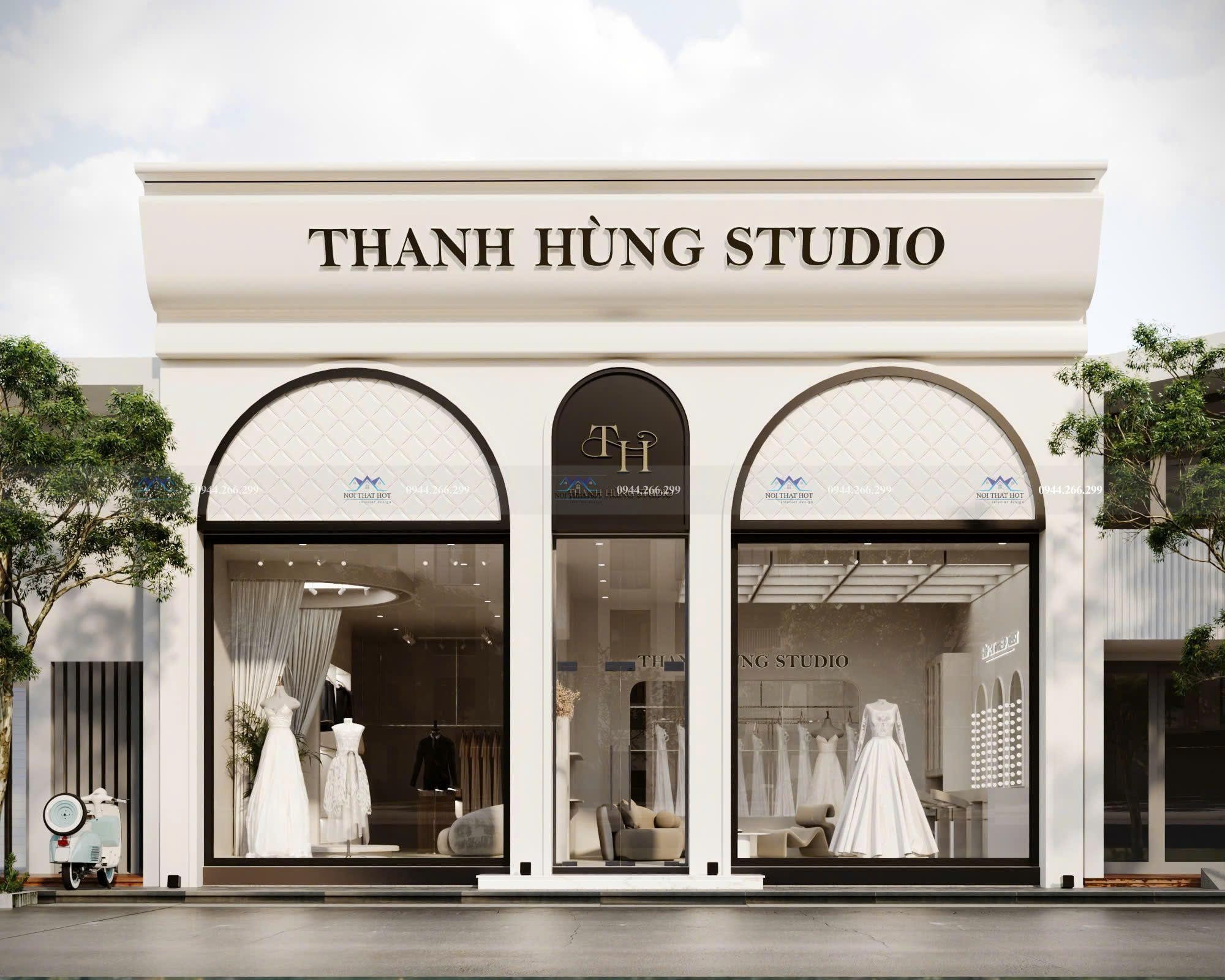 thiết kế mặt tiền studio áo cưới