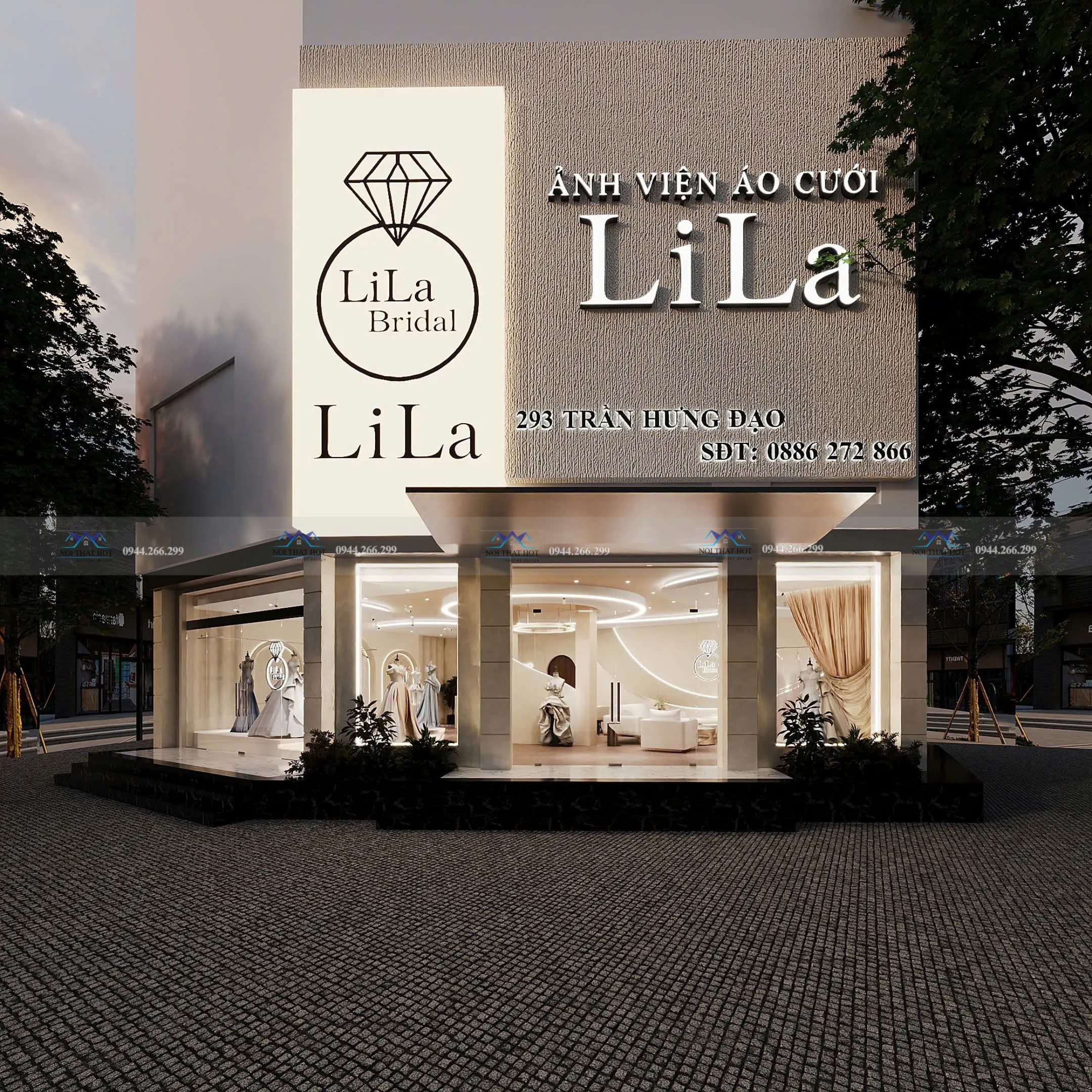 thiết kế mặt tiền showroom áo cưới