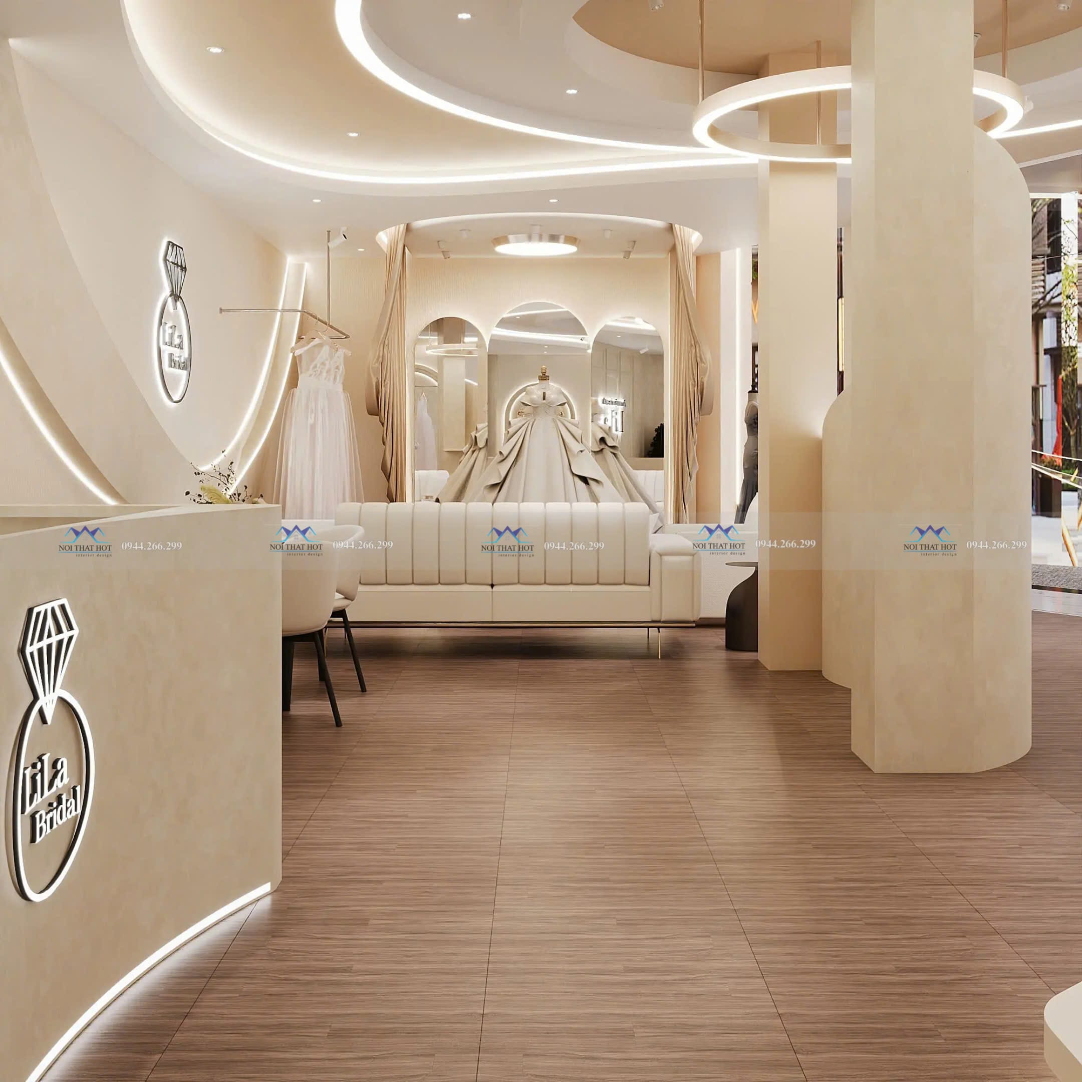 phối màu showroom áo cưới