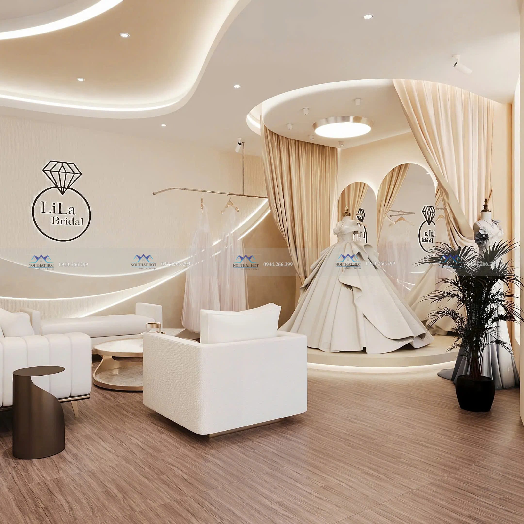 bai trí showroom áo cưới