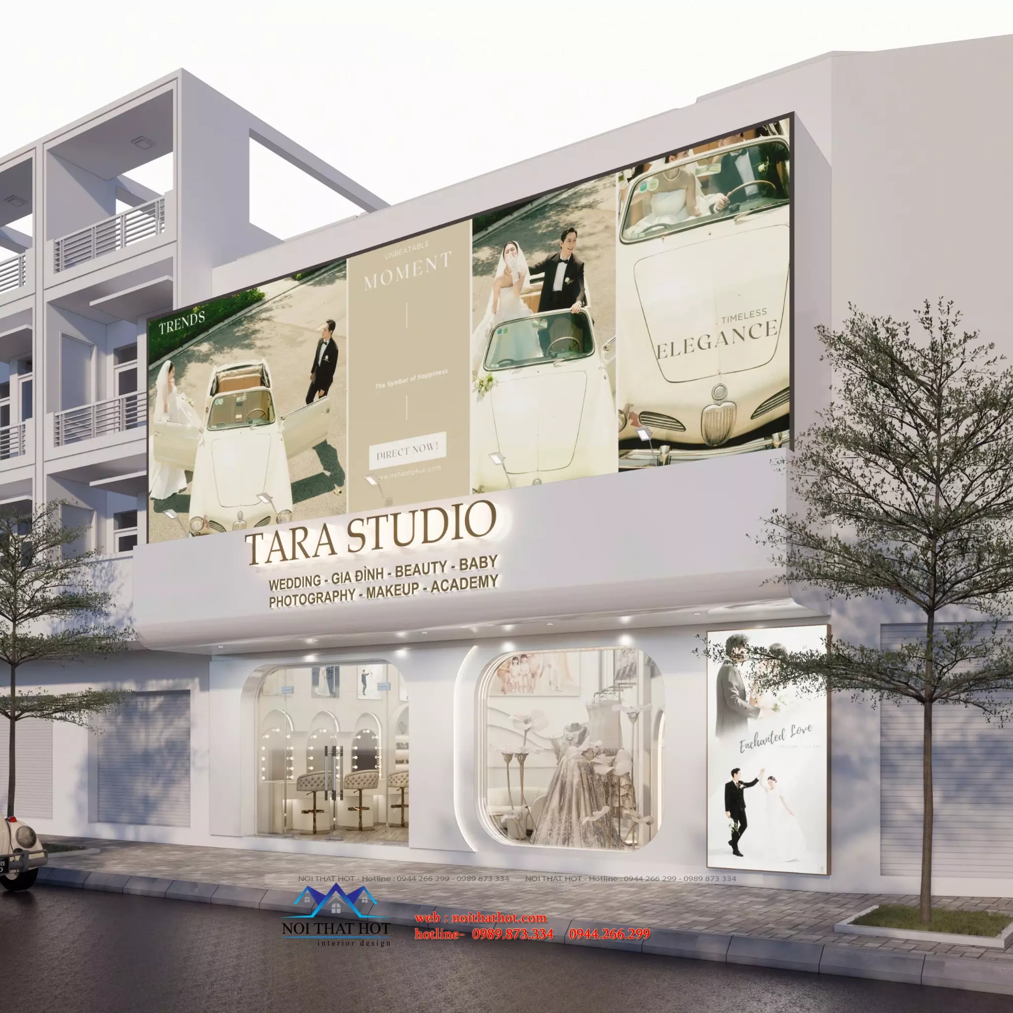 thiết kế mặt tiền showroom áo cưới
