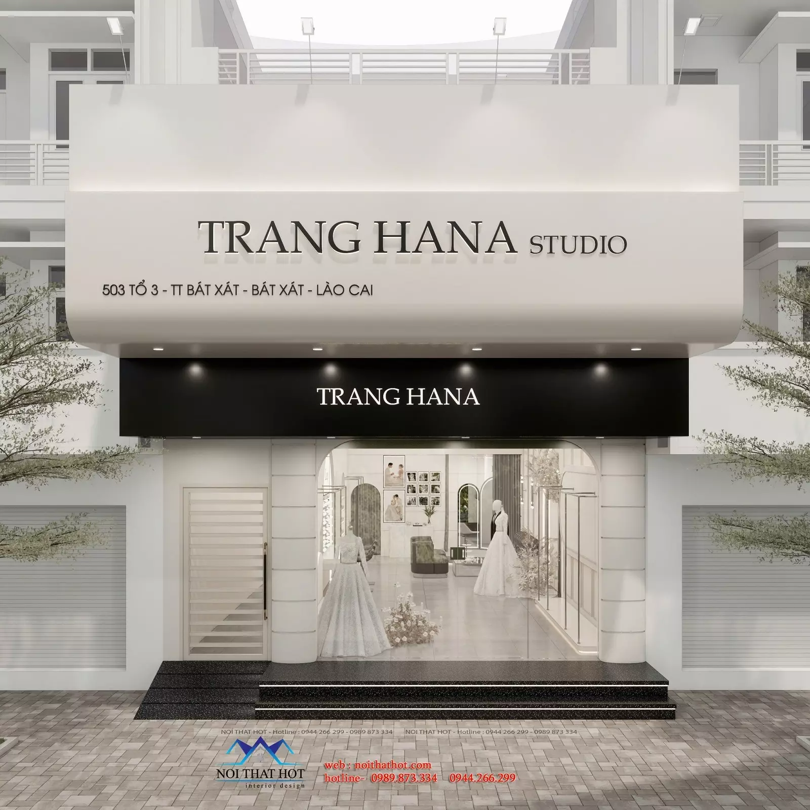 thiết kế mặt tiền studio áo cưới