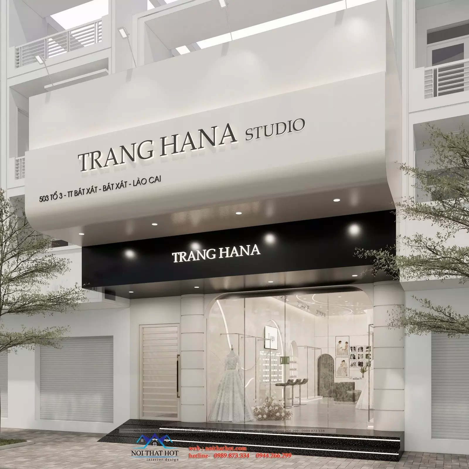 thiết kế mặt tiền shop áo cưới