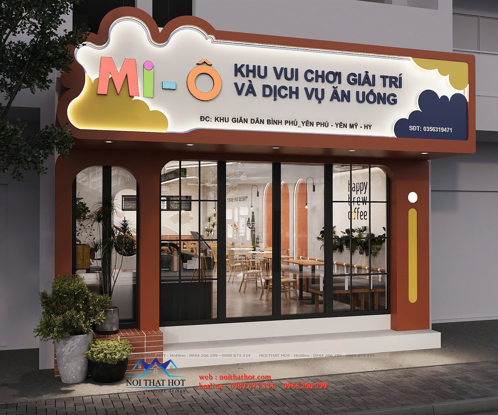 thiết kế mặt tiền quán ăn vặt