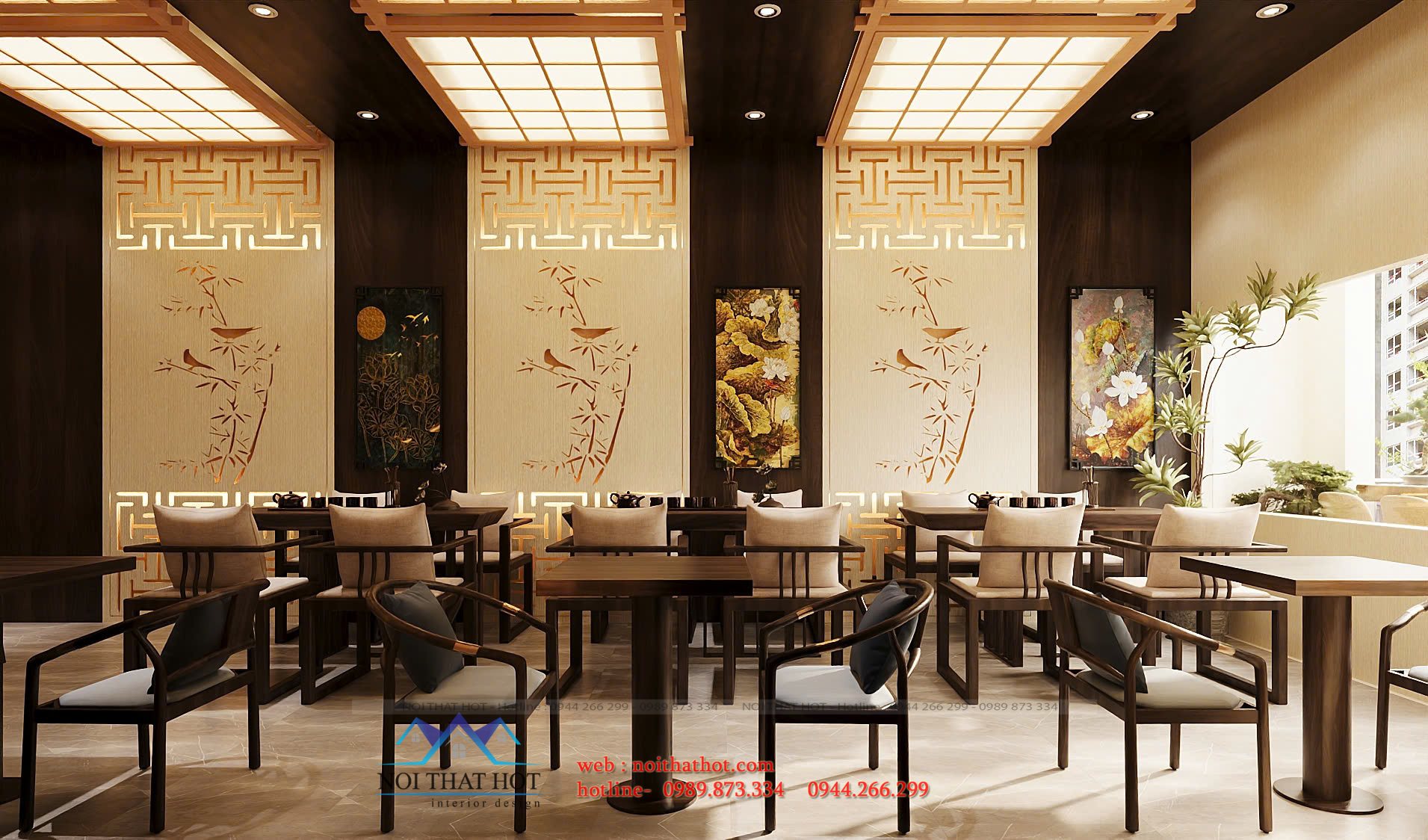 trang trí quán trà đạo