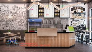 thiết kế quán trà sữa đẹp hiện đại