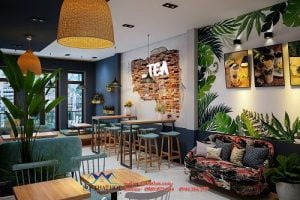 Thiết kế quán trà sữa 50m2