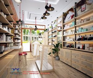 Thiết kế shop mỹ phẩm kết hợp spa