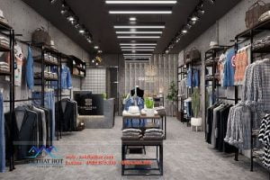 Thiết kế shop thời trang sơn giả bê tông
