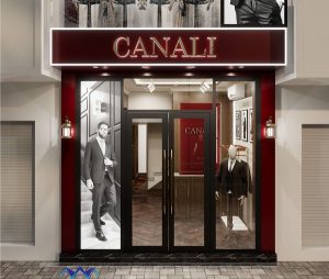 Thiết kế cửa hàng áo vest nam 90m2