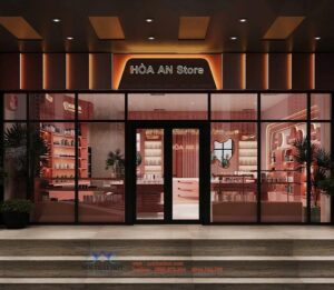 thiết kế shop mỹ phẩm hòa an