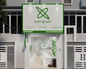 Thiết kế shop điện thoại di động xanh